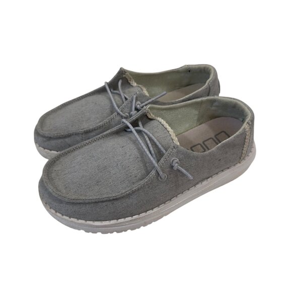 Hey Dude Wendy Yount Girls SZ 2 Gray Chambray Casual Slip-On Shoes - Picture 3 of 12